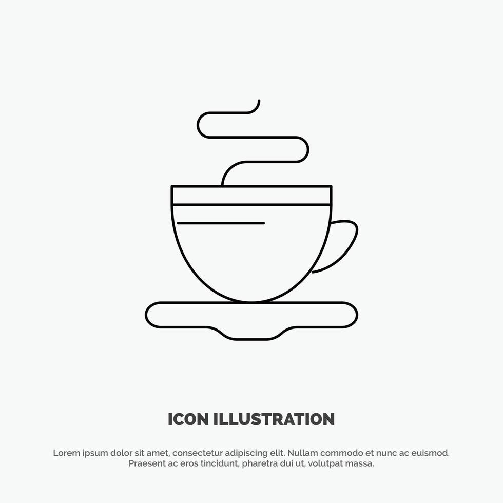 icono de línea de vector de hotel de café de taza de té