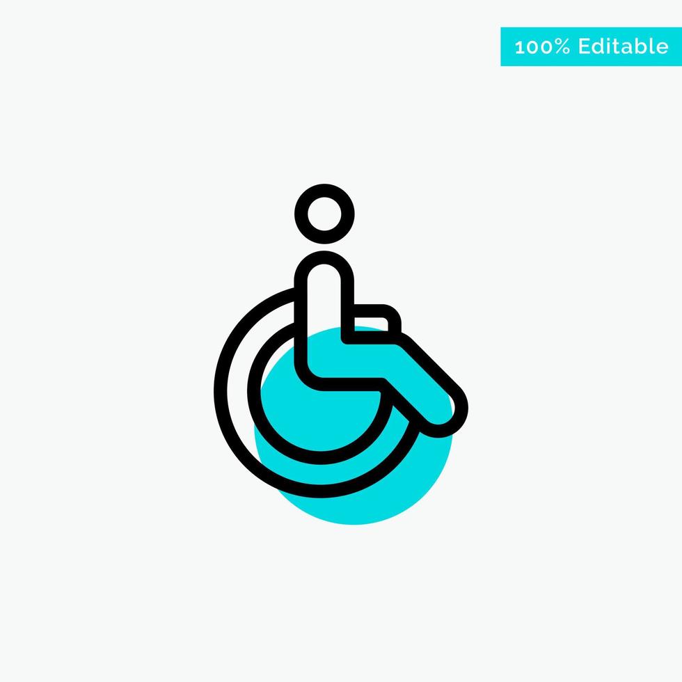 Wheelchair Bicycle Movement Walk turquoise highlight circle point Vector icon