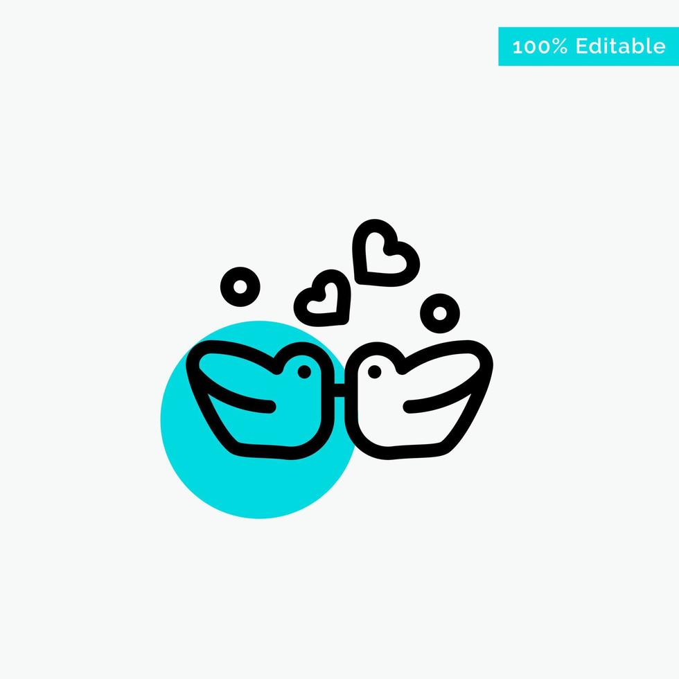 Birds Lovebirds Couple Ducks turquoise highlight circle point Vector icon