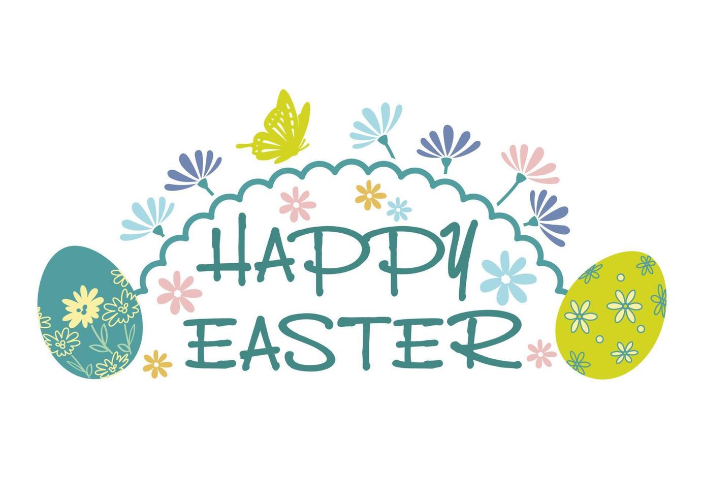 Happy Easter Vector Colorful Symbol Logo Isolated On A White Background.