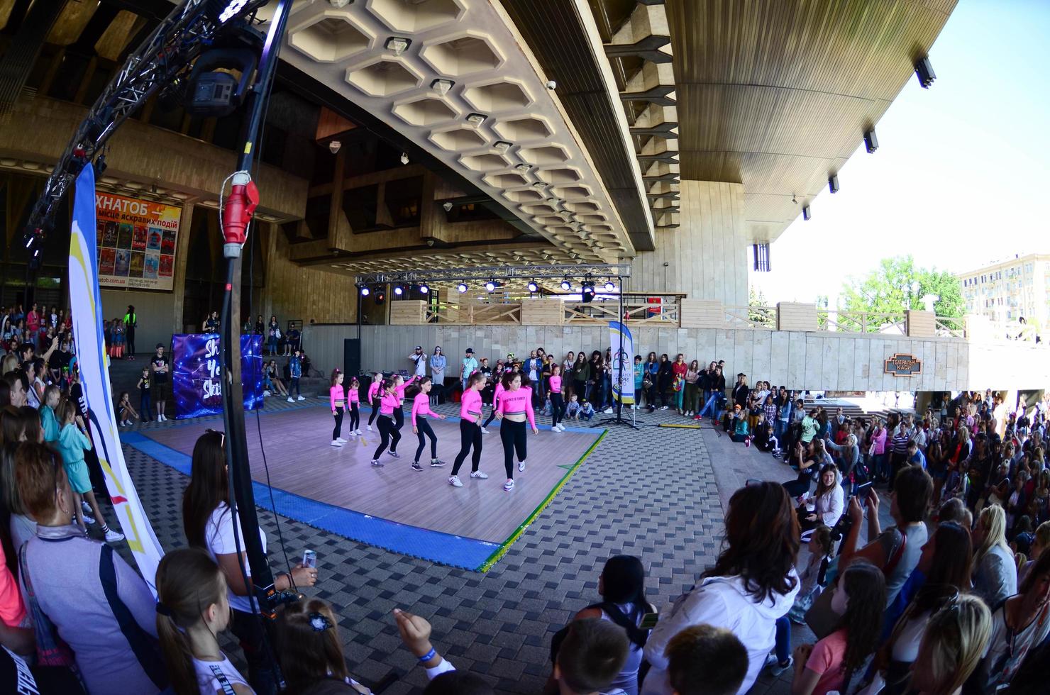 KHARKIV, UKRAINE - 27 MAY, 2018 Concert on the festival of street cultures. Break dance and hip-hop children and teenagers photo