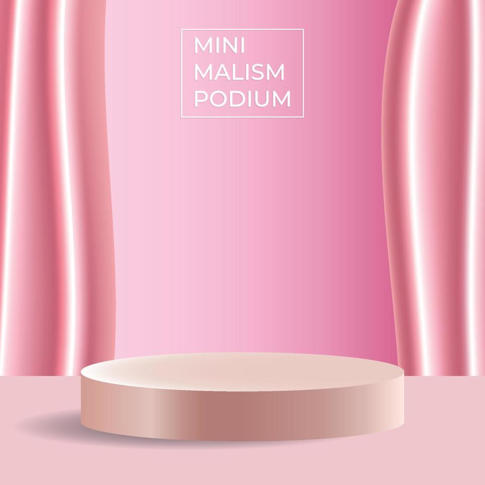 podio de minimalismo con color rosa para productos de belleza vector