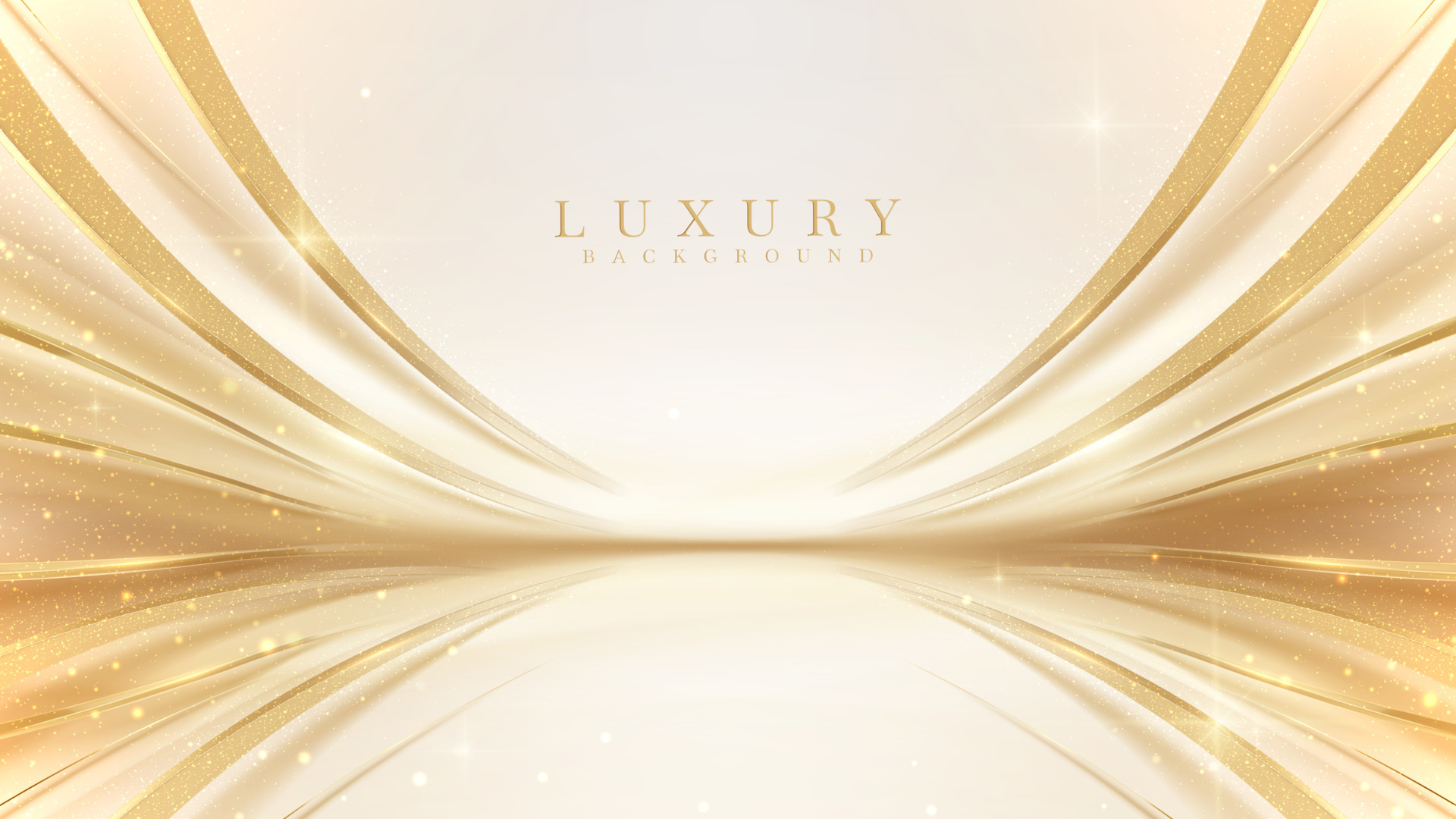 Luxury cream color background with golden line elements and curve light  effect decoration and bokeh. 15595321 Vector Art at Vecteezy