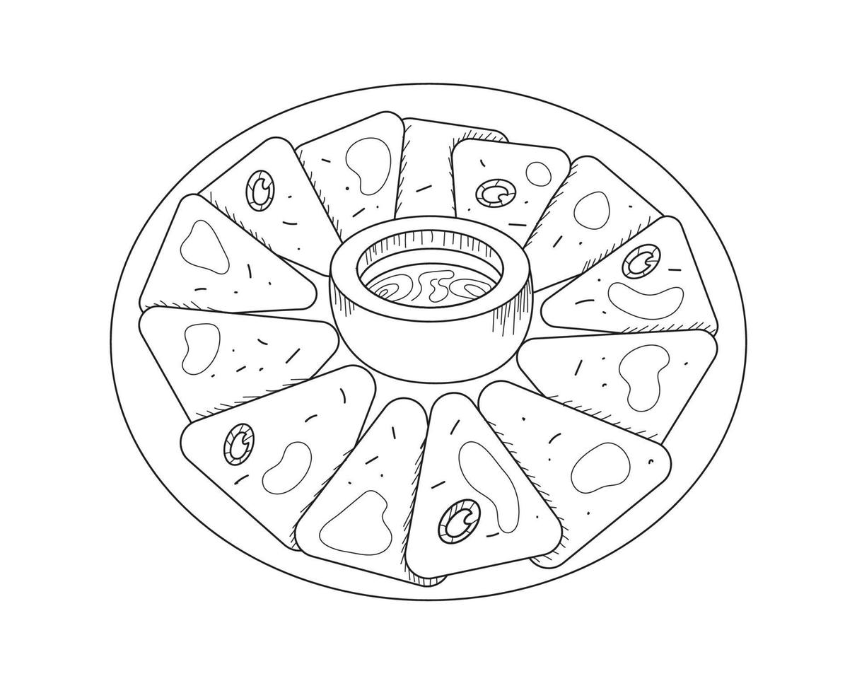 Nachos and sauce of salsa with chili on isolated background vector
