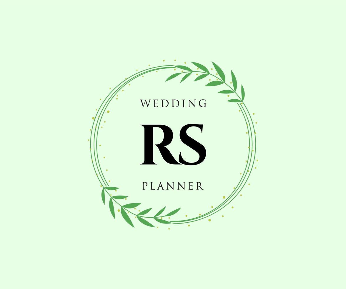 colección de logotipos de monogramas de boda con letras iniciales rs, plantillas florales y minimalistas modernas dibujadas a mano para tarjetas de invitación, guardar la fecha, identidad elegante para restaurante, boutique, café en vector