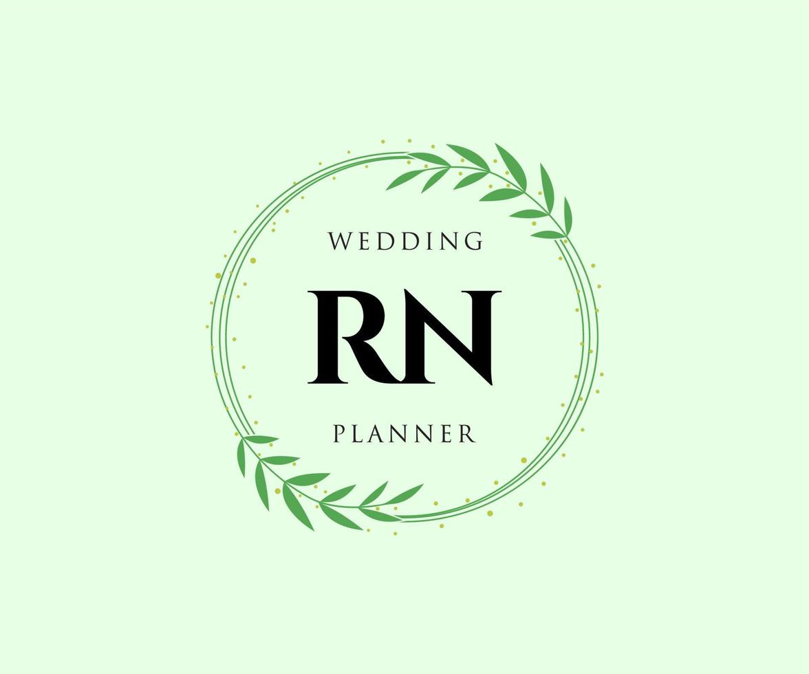 RN Initials letter Wedding monogram logos collection, hand drawn modern minimalistic and floral templates for Invitation cards, Save the Date, elegant identity for restaurant, boutique, cafe in vector