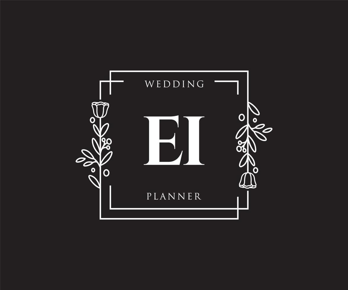 Initial EI feminine logo. Usable for Nature, Salon, Spa, Cosmetic and Beauty Logos. Flat Vector Logo Design Template Element.