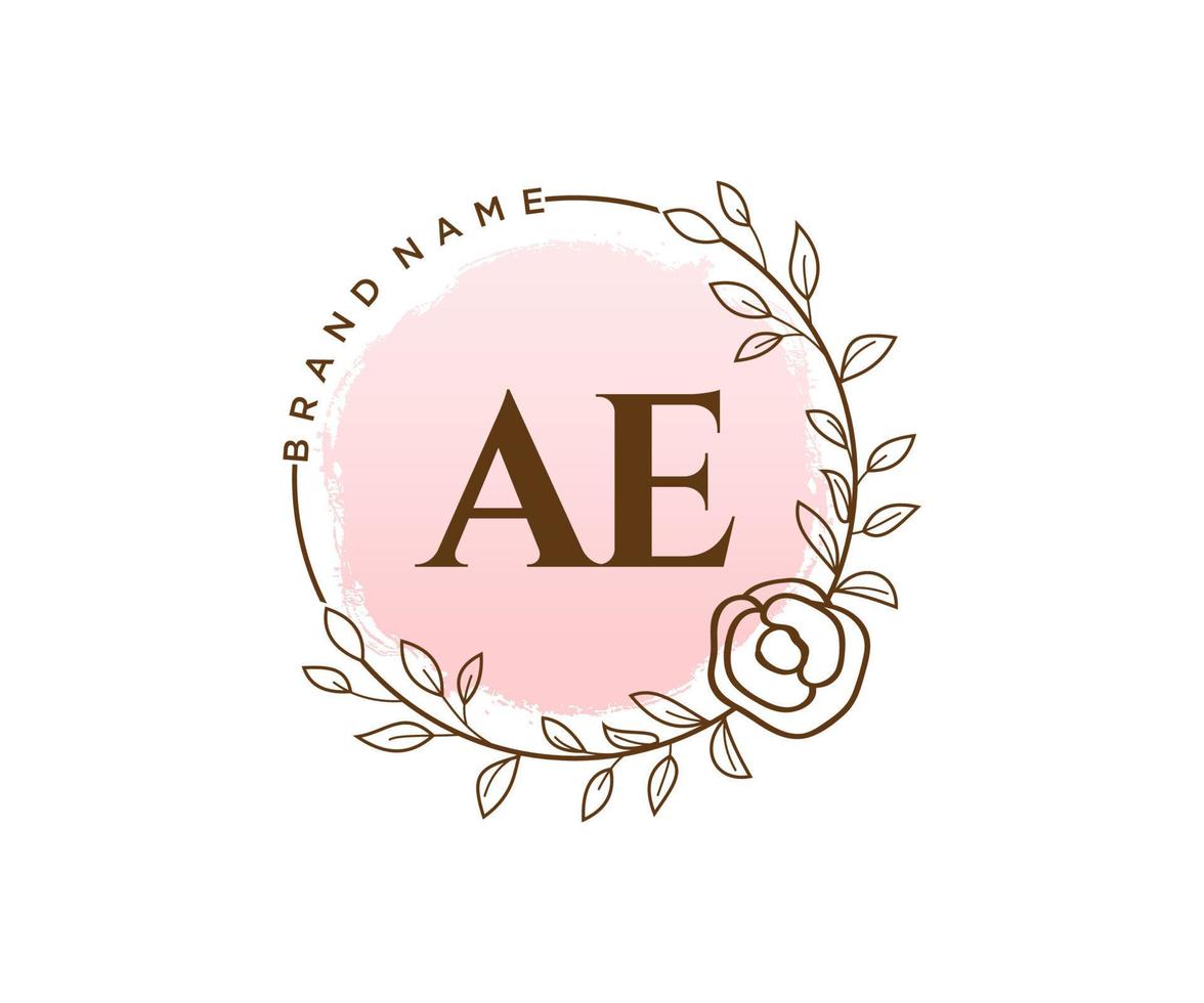 Initial AE feminine logo. Usable for Nature, Salon, Spa, Cosmetic and Beauty Logos. Flat Vector Logo Design Template Element.