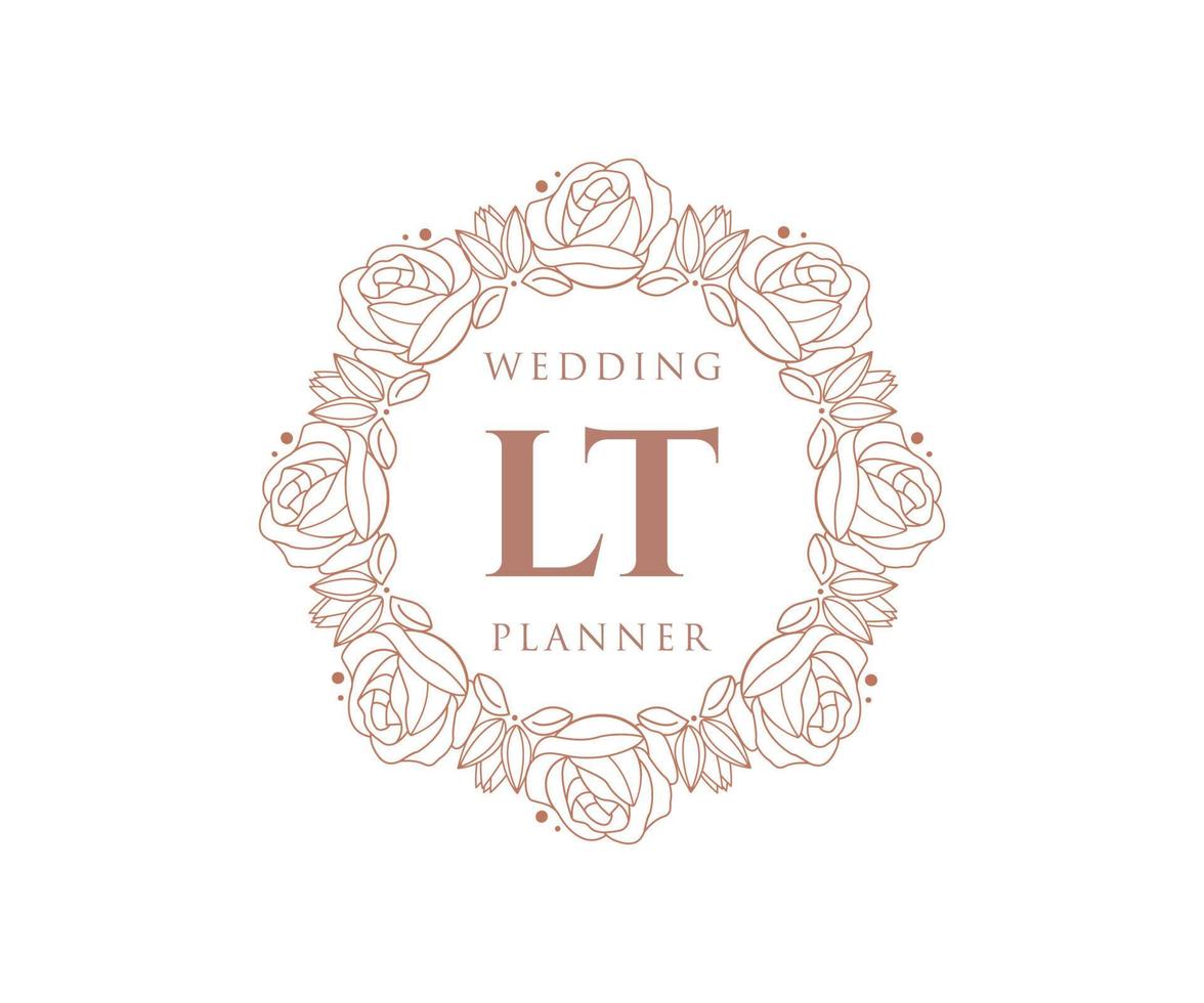 Colección de logotipos de monograma de boda con letras iniciales, plantillas florales y minimalistas modernas dibujadas a mano para tarjetas de invitación, guardar la fecha, identidad elegante para restaurante, boutique, café en vector