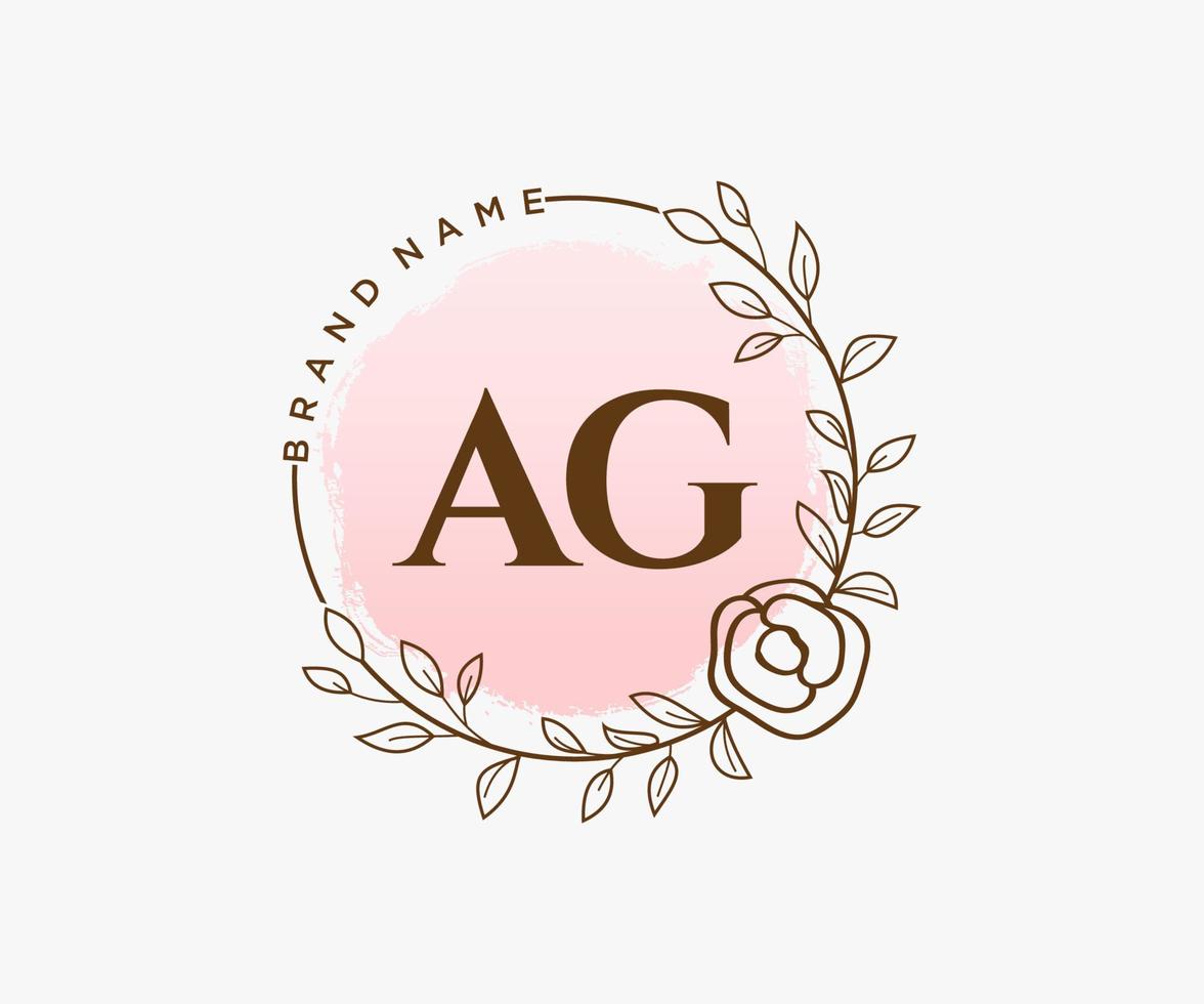 Initial AG feminine logo. Usable for Nature, Salon, Spa, Cosmetic and Beauty Logos. Flat Vector Logo Design Template Element.