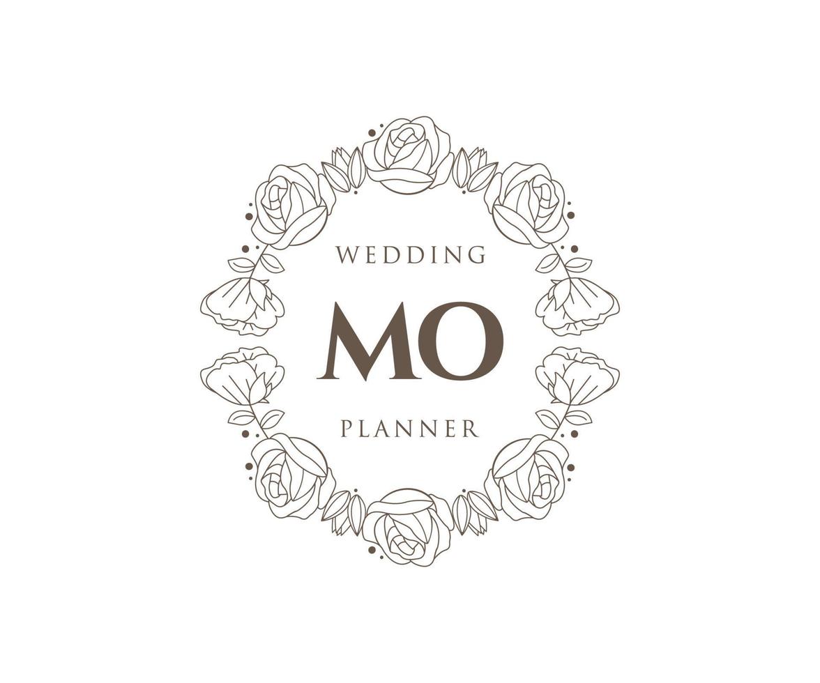 MO Initials letter Wedding monogram logos collection, hand drawn modern minimalistic and floral templates for Invitation cards, Save the Date, elegant identity for restaurant, boutique, cafe in vector
