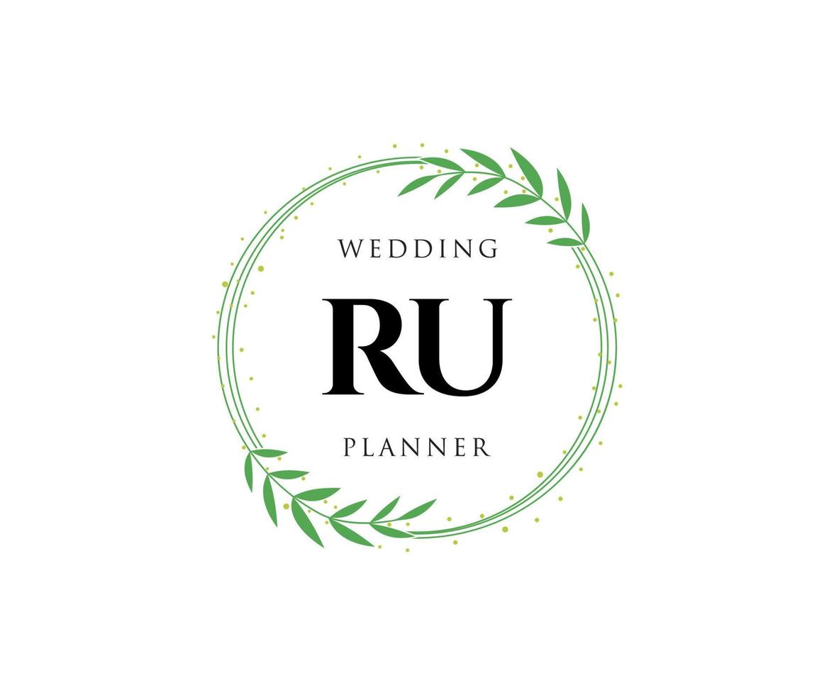 RU Initials letter Wedding monogram logos collection, hand drawn modern minimalistic and floral templates for Invitation cards, Save the Date, elegant identity for restaurant, boutique, cafe in vector