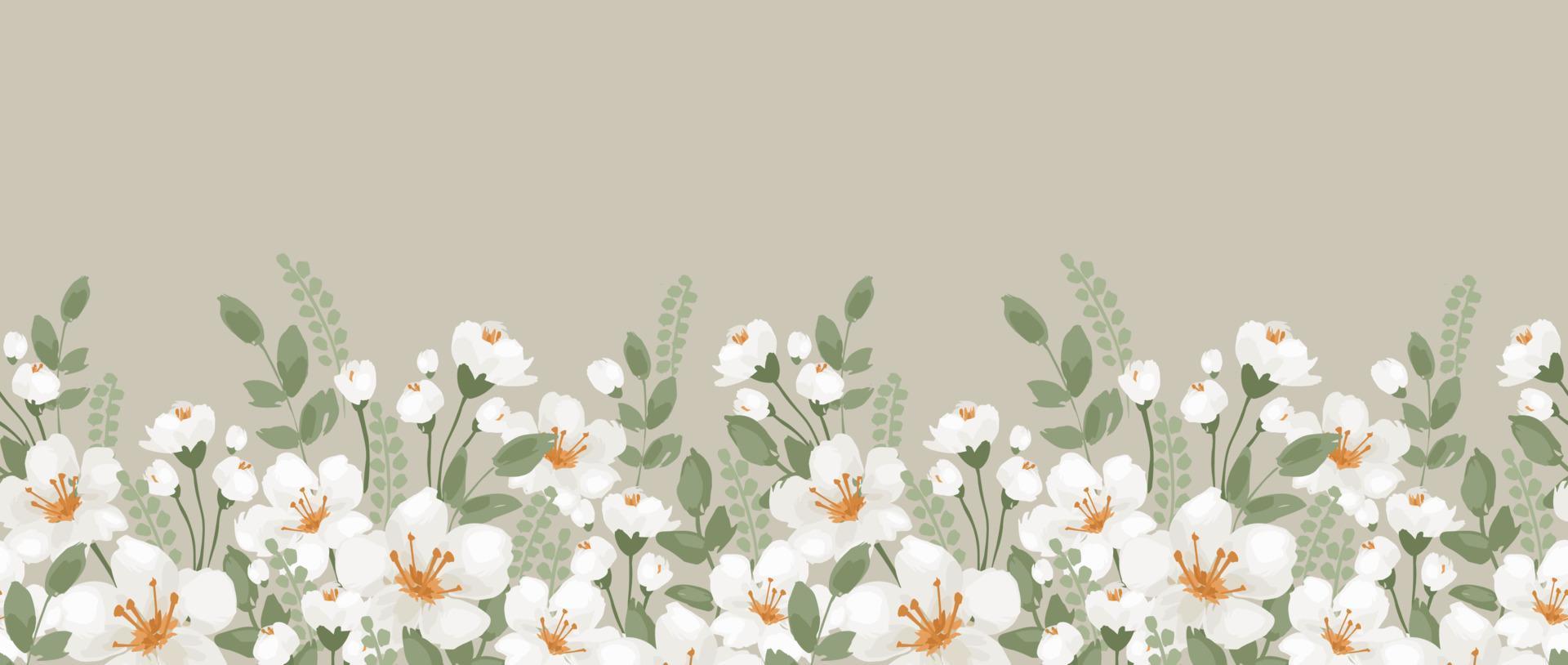 Floral seamless border. Vector design for paper, cover, fabric, interior decor and other use