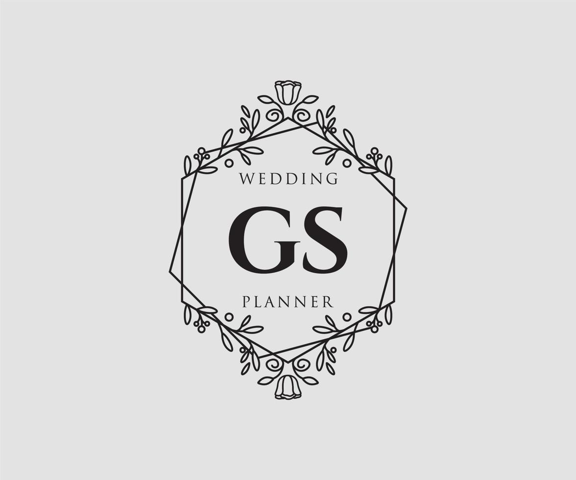 GS Initials letter Wedding monogram logos collection, hand drawn modern minimalistic and floral templates for Invitation cards, Save the Date, elegant identity for restaurant, boutique, cafe in vector