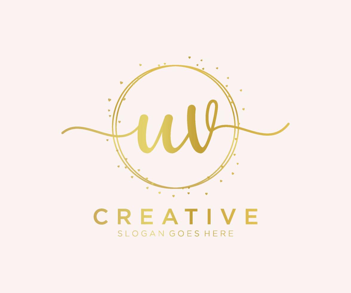 Initial UV feminine logo. Usable for Nature, Salon, Spa, Cosmetic and Beauty Logos. Flat Vector Logo Design Template Element.
