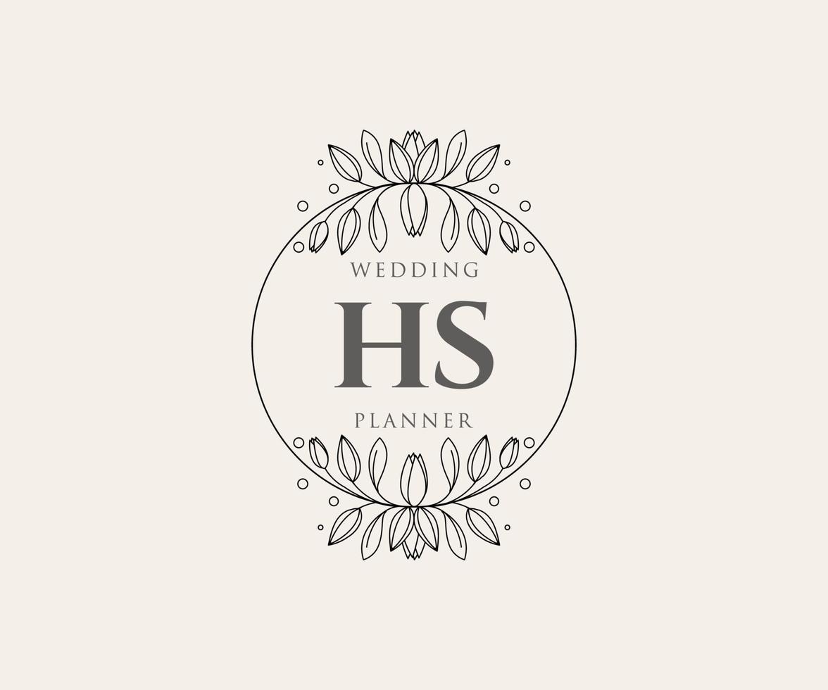 HS Initials letter Wedding monogram logos collection, hand drawn modern minimalistic and floral templates for Invitation cards, Save the Date, elegant identity for restaurant, boutique, cafe in vector