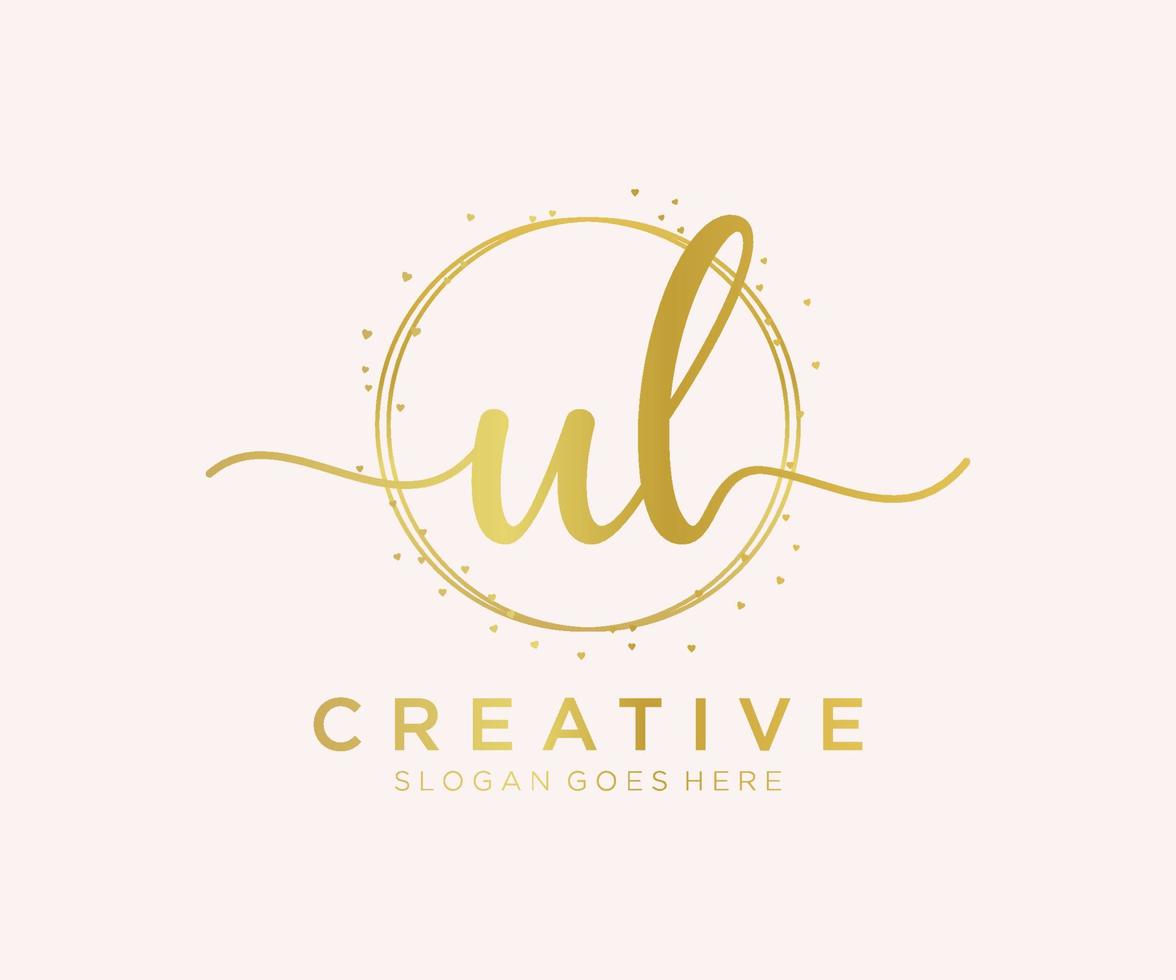Initial UL feminine logo. Usable for Nature, Salon, Spa, Cosmetic and Beauty Logos. Flat Vector Logo Design Template Element.