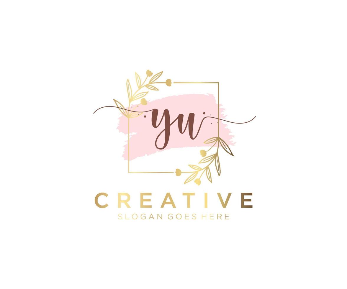 Initial YU feminine logo. Usable for Nature, Salon, Spa, Cosmetic and Beauty Logos. Flat Vector Logo Design Template Element.