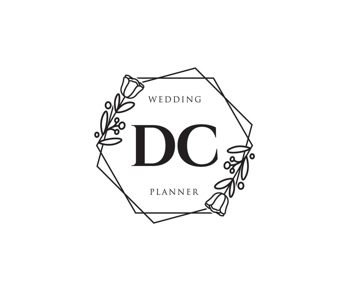 Initial DC feminine logo. Usable for Nature, Salon, Spa, Cosmetic and Beauty Logos. Flat Vector Logo Design Template Element.
