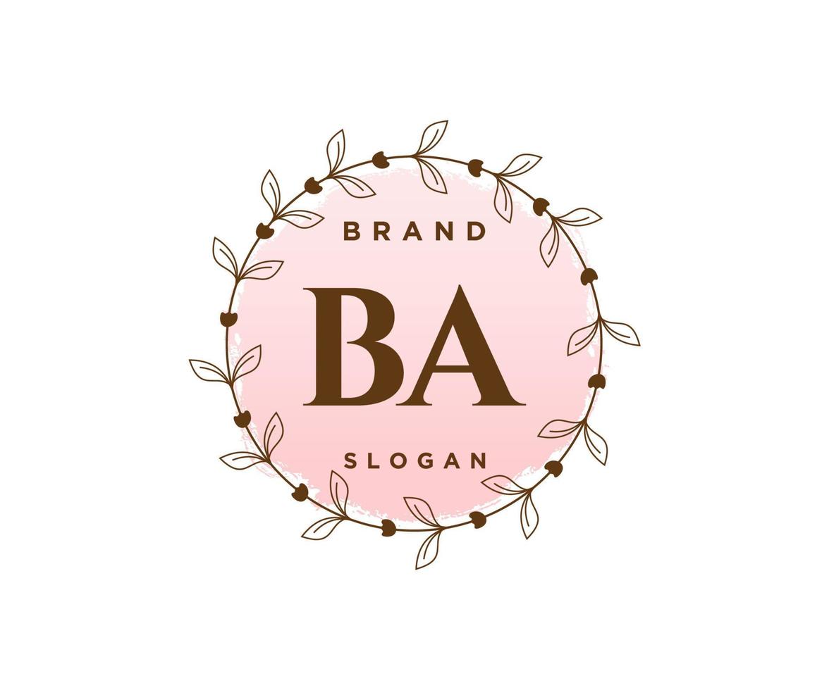 Initial BA feminine logo. Usable for Nature, Salon, Spa, Cosmetic and Beauty Logos. Flat Vector Logo Design Template Element.