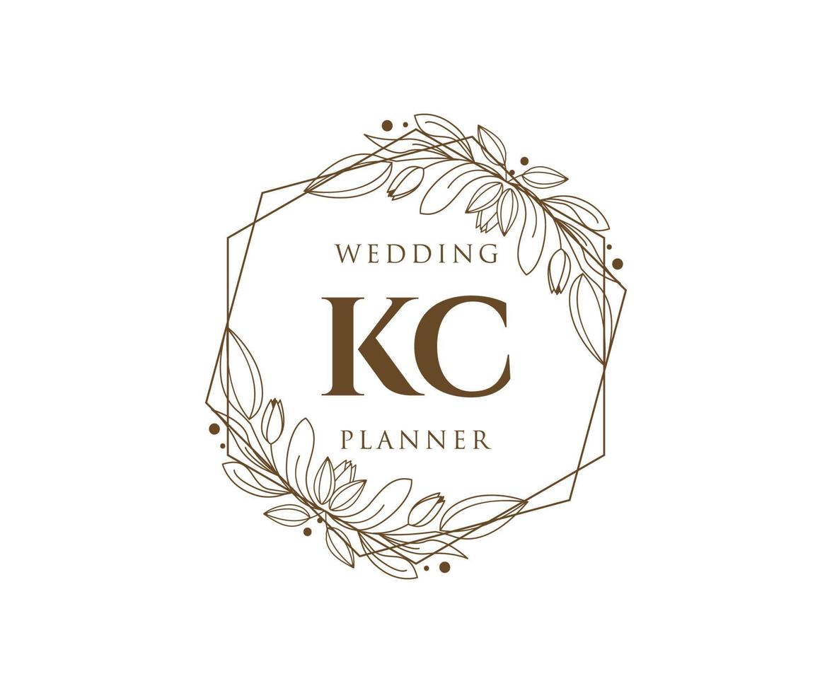 KC Initials letter Wedding monogram logos collection, hand drawn modern minimalistic and floral templates for Invitation cards, Save the Date, elegant identity for restaurant, boutique, cafe in vector