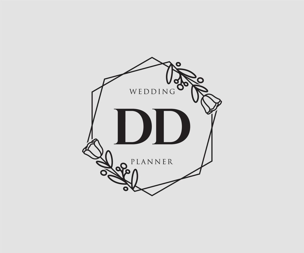 logotipo femenino inicial dd. utilizable para logotipos de naturaleza, salón, spa, cosmética y belleza. elemento de plantilla de diseño de logotipo de vector plano.