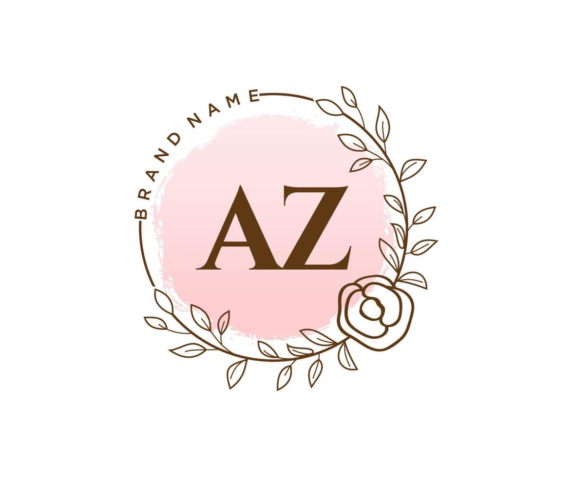 logotipo femenino inicial az. utilizable para logotipos de naturaleza, salón, spa, cosmética y belleza. elemento de plantilla de diseño de logotipo de vector plano.