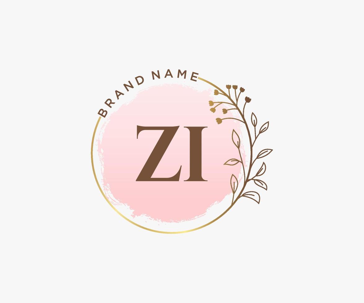 Initial ZI feminine logo. Usable for Nature, Salon, Spa, Cosmetic and