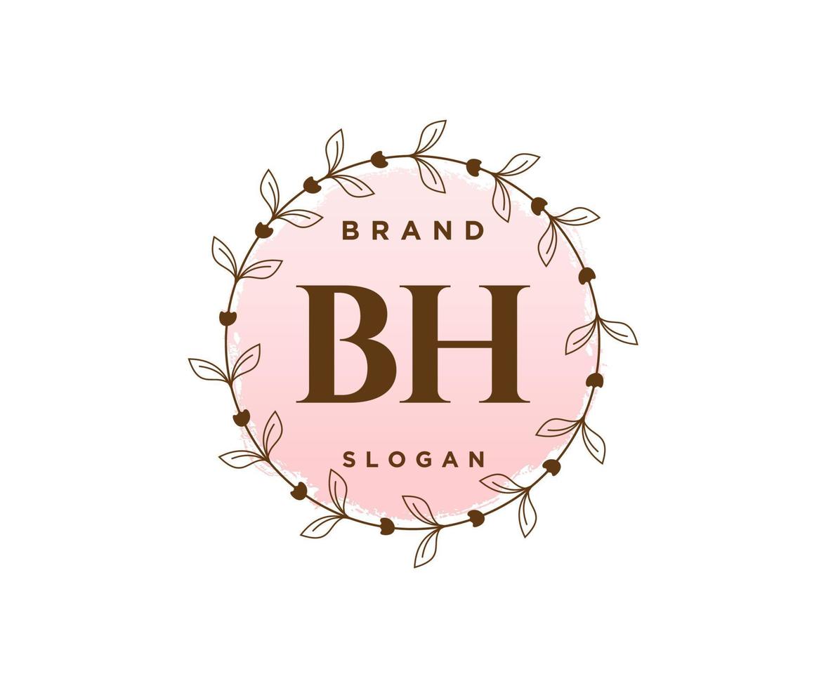 Initial BH feminine logo. Usable for Nature, Salon, Spa, Cosmetic and Beauty Logos. Flat Vector Logo Design Template Element.