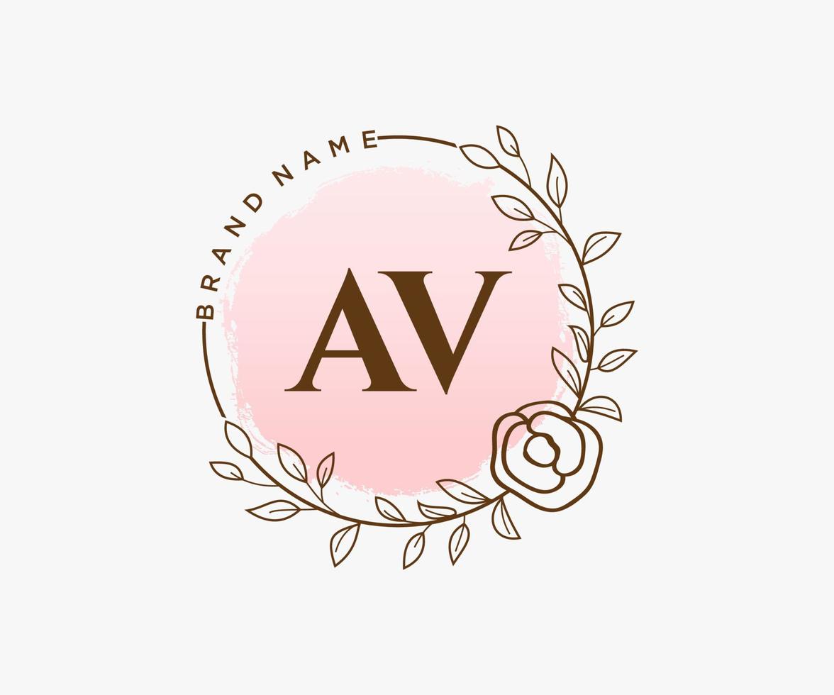 Initial AV feminine logo. Usable for Nature, Salon, Spa, Cosmetic and Beauty Logos. Flat Vector Logo Design Template Element.
