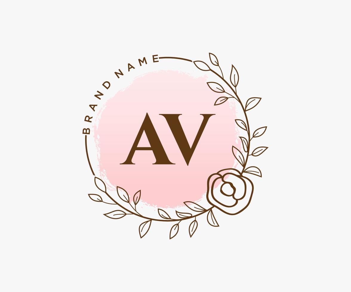 logotipo femenino inicial av. utilizable para logotipos de naturaleza, salón, spa, cosmética y belleza. elemento de plantilla de diseño de logotipo de vector plano.