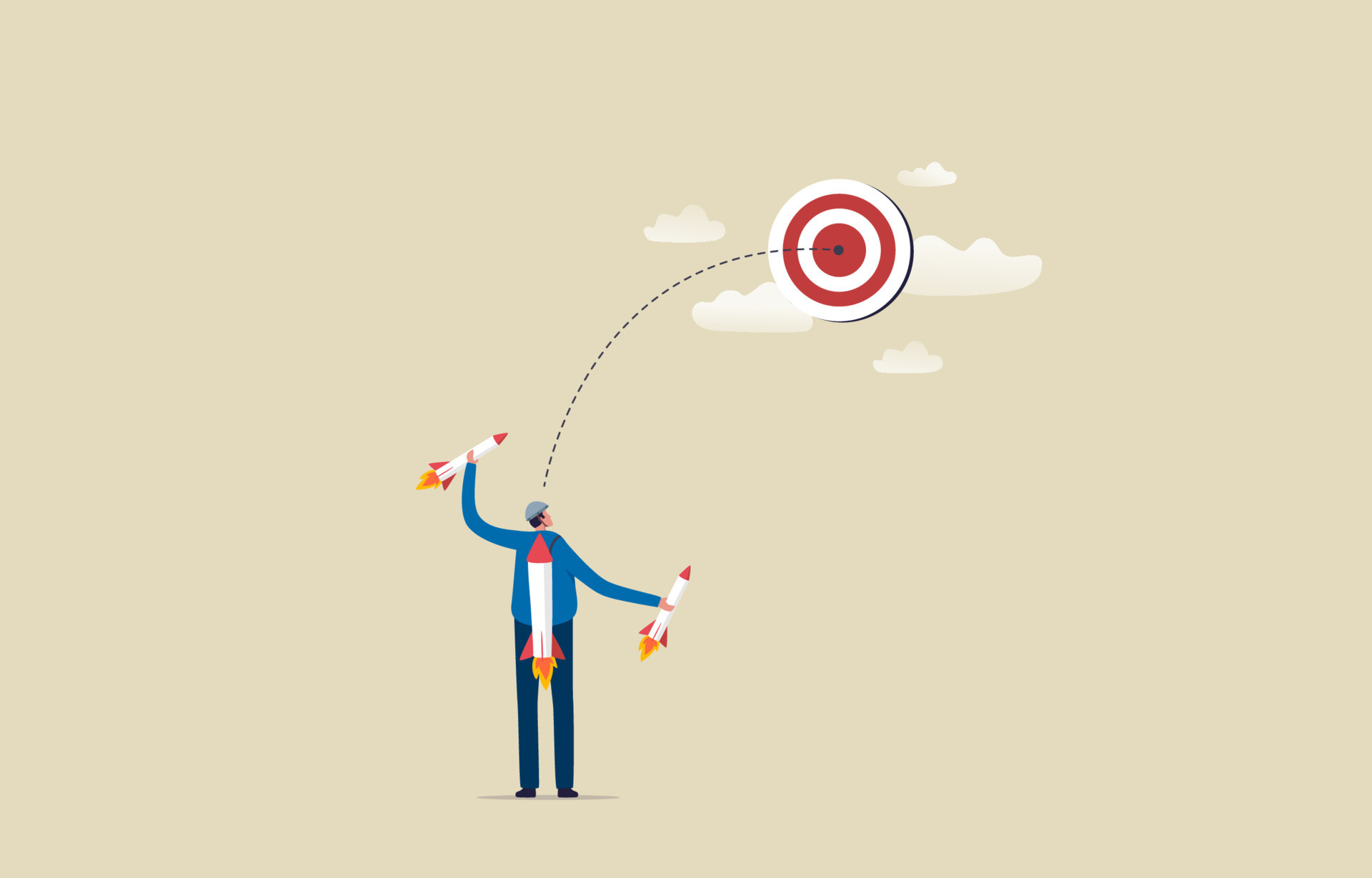 Big goals, big dreams. Motivation to achieve great goals. Businessman