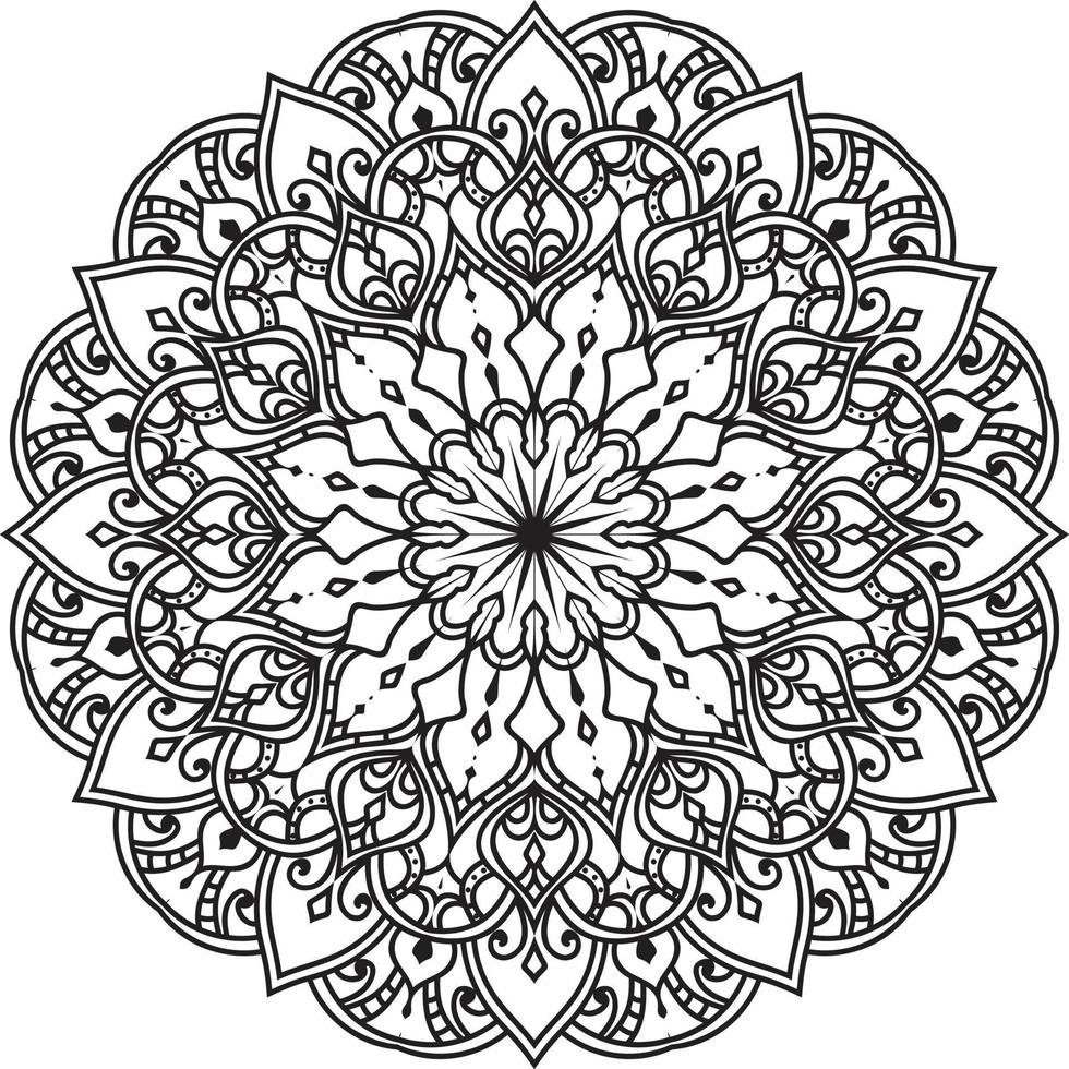 Circular Flower Mandala on White Free Vector