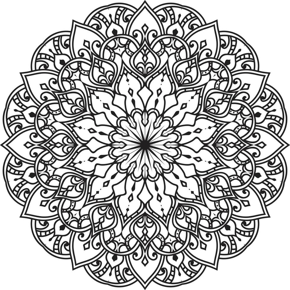 Circular Flower Mandala on White Free Vector