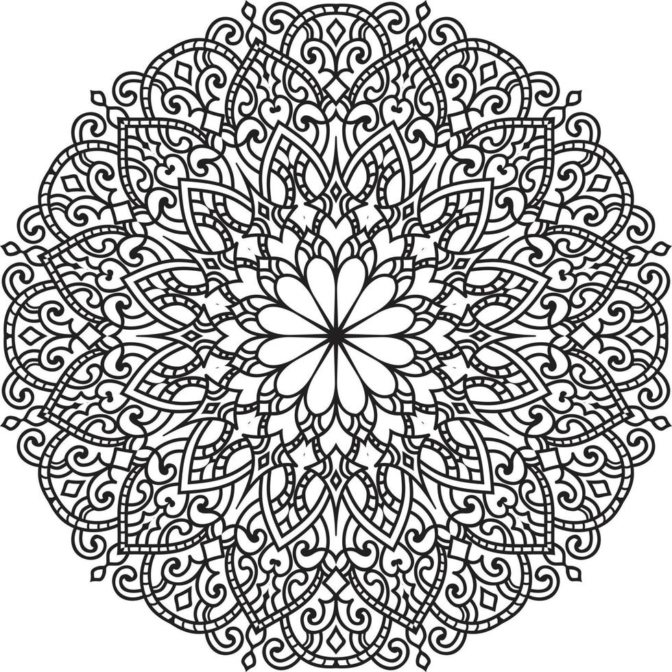 Circular Flower Mandala on White Free Vector