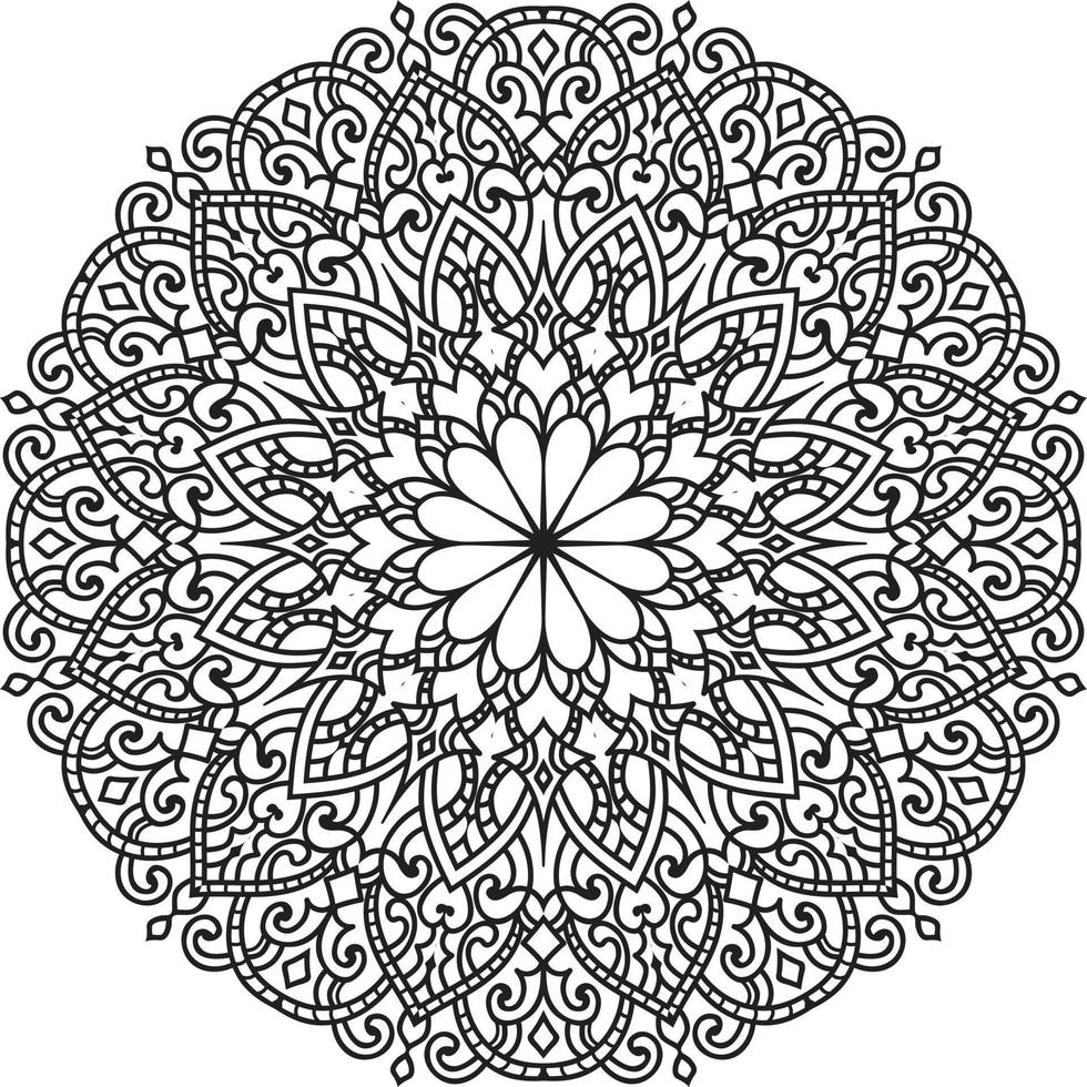 Circular Flower Mandala on White Free Vector