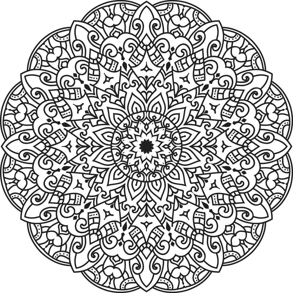 Circular Flower Mandala on White Free Vector