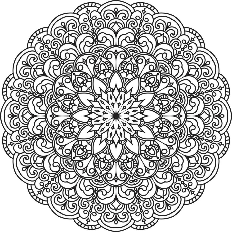 Circular Flower Mandala on White Free Vector