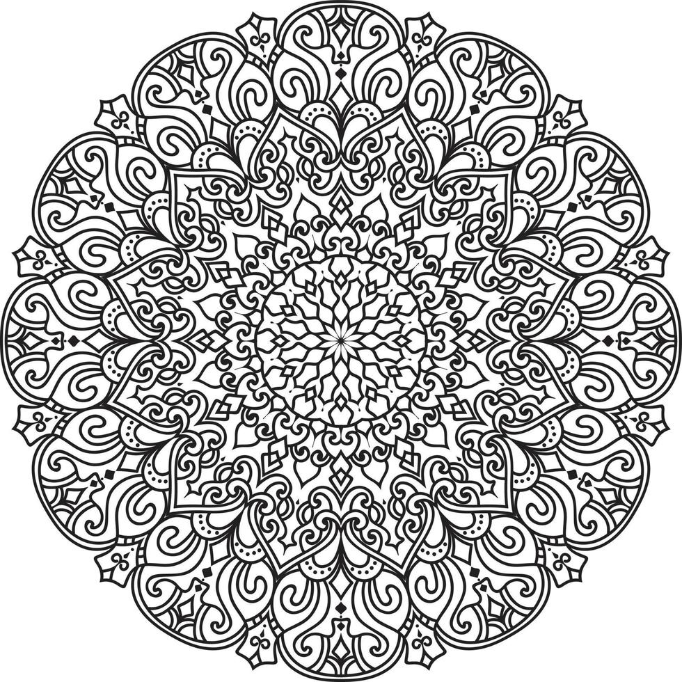 Circular Flower Mandala on White Free Vector