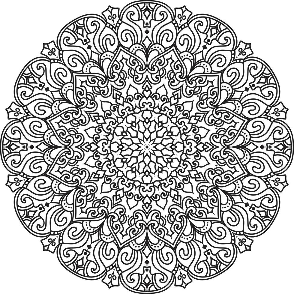 Circular Flower Mandala on White Free Vector