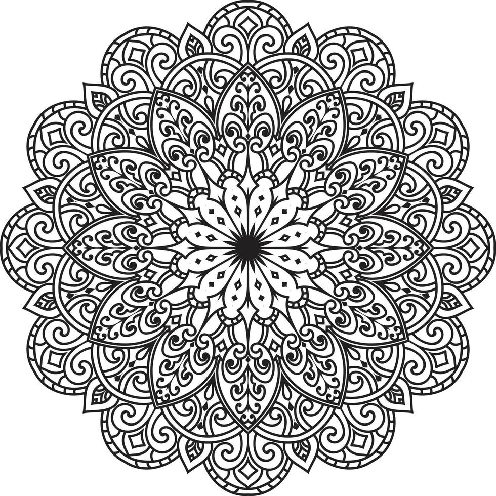 Circular Flower Mandala on White Free Vector