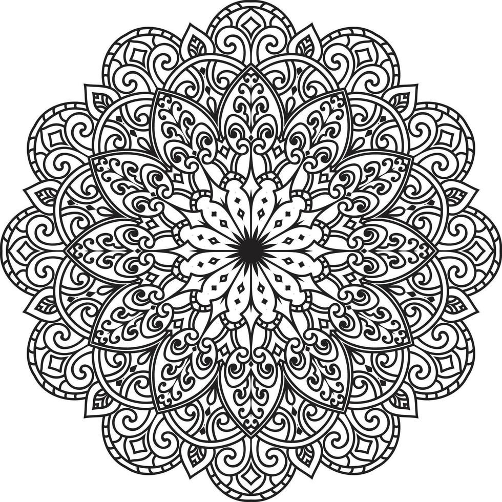 Circular Flower Mandala on White Free Vector