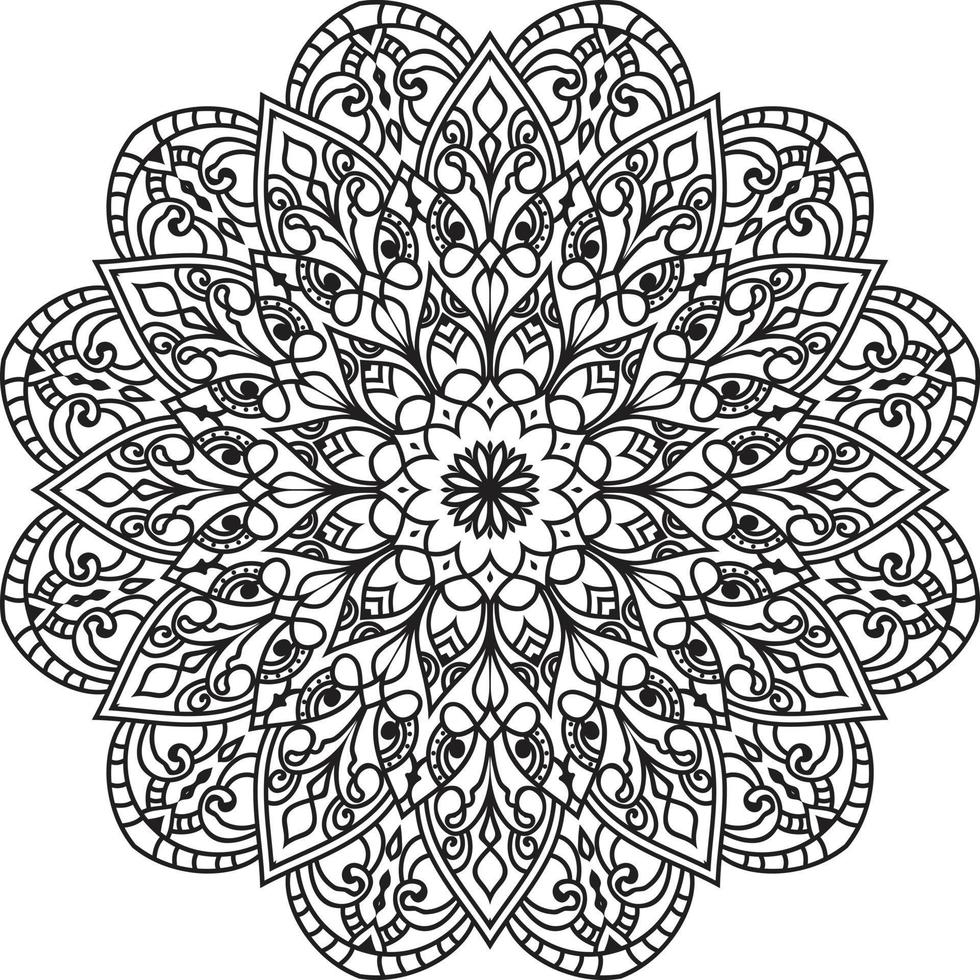 Circular Flower Mandala on White Free Vector