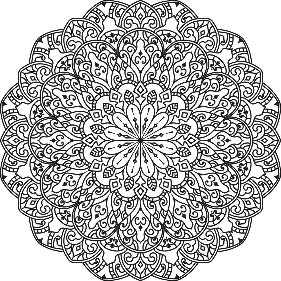 Circular Flower Mandala on White Free Vector