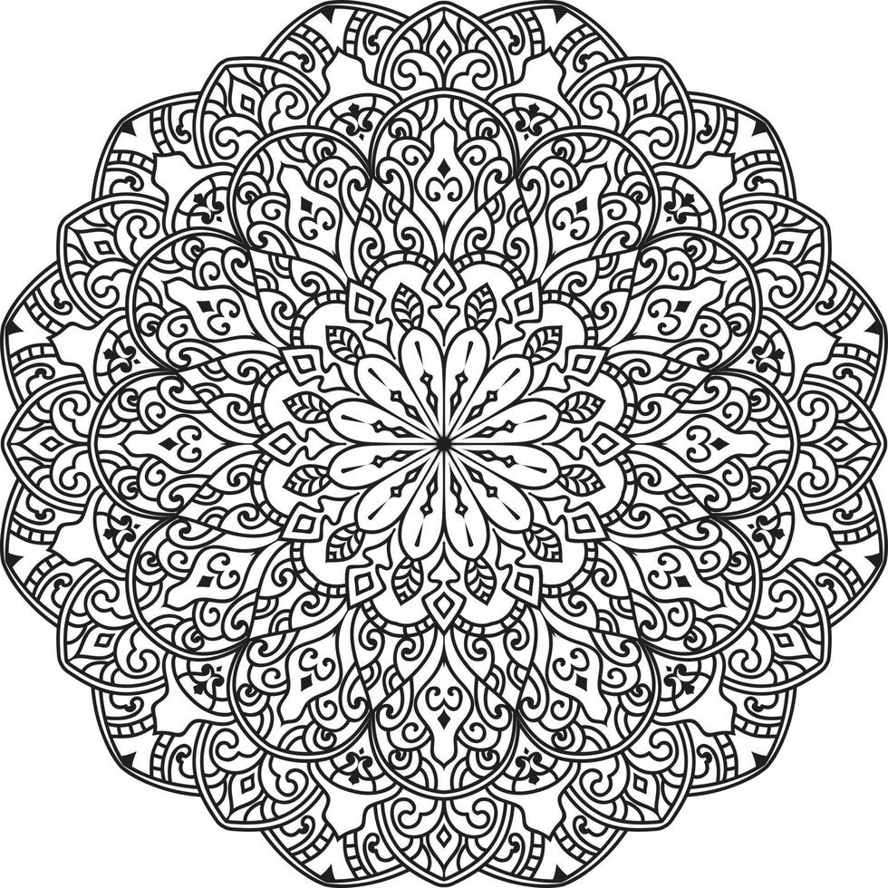 Circular Flower Mandala on White Free Vector