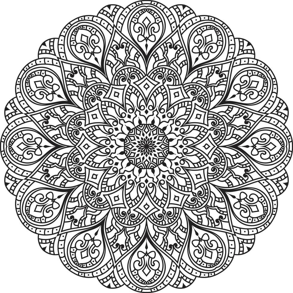 Circular Flower Mandala on White Free Vector