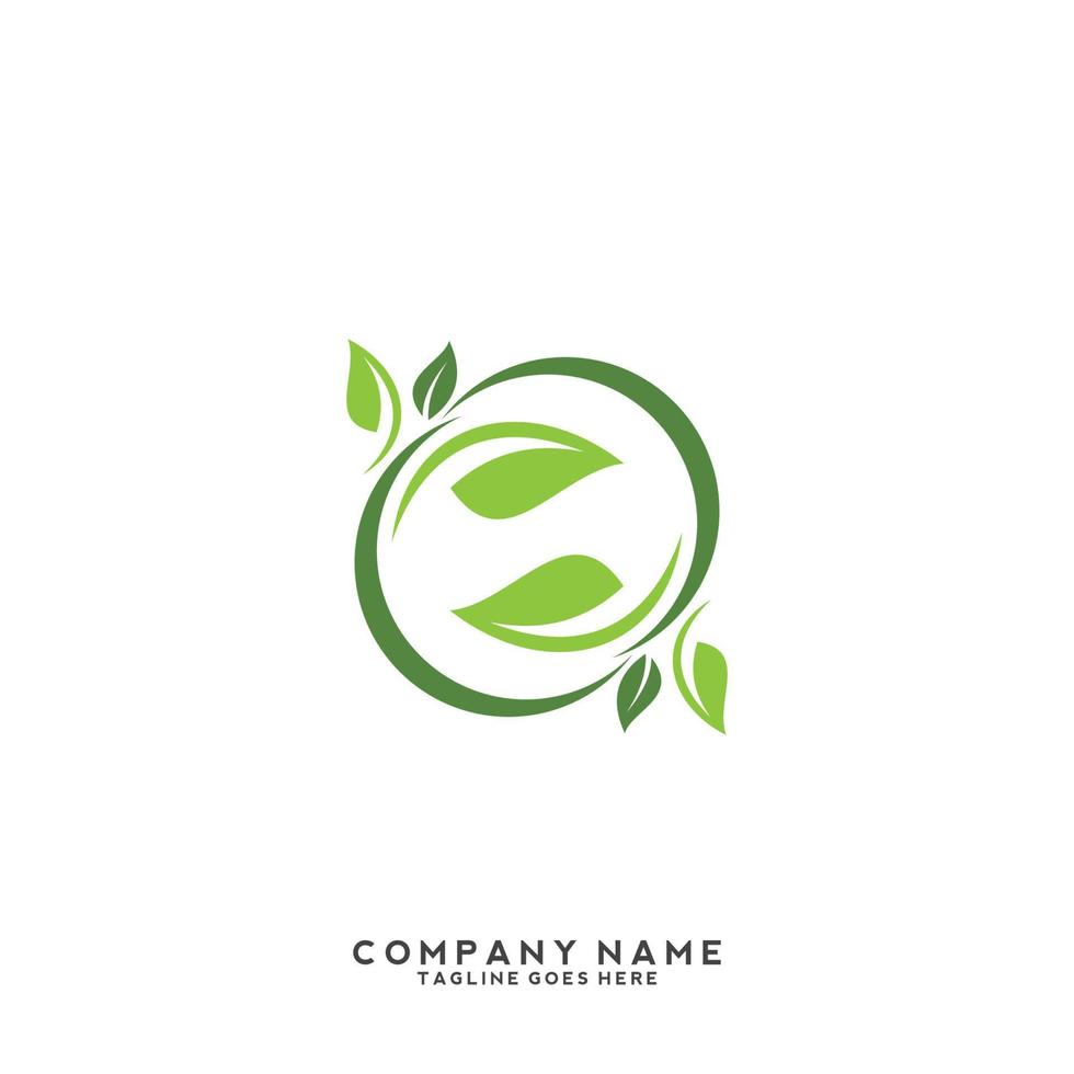 Green leaves logo. plant nature eco garden stylized icon vector botanical.