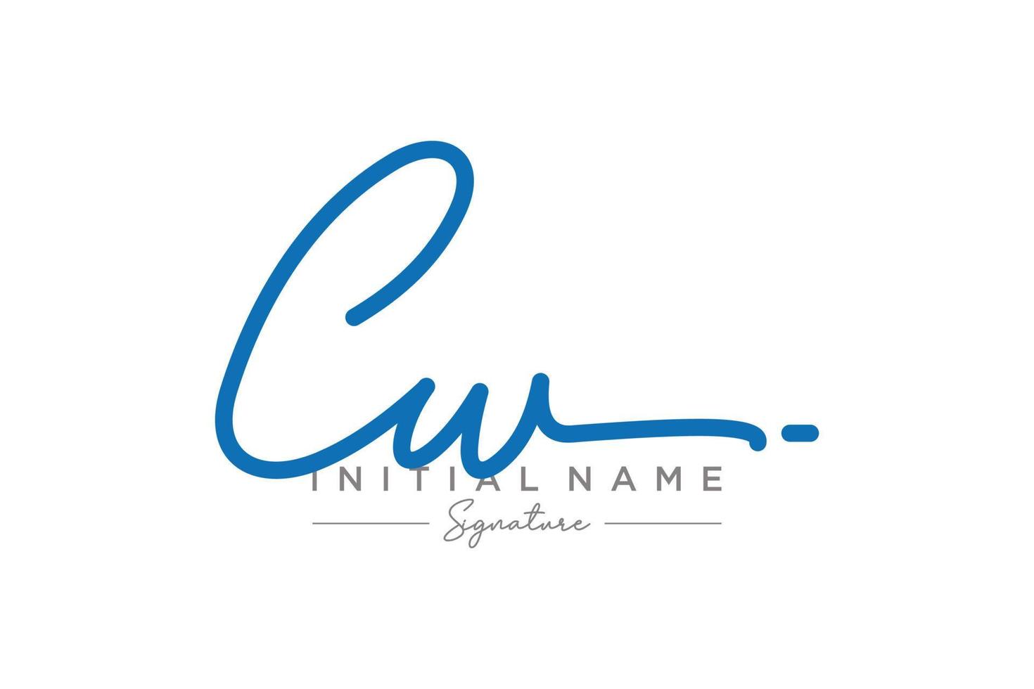 Initial CW signature logo template vector. Hand drawn Calligraphy lettering Vector illustration.