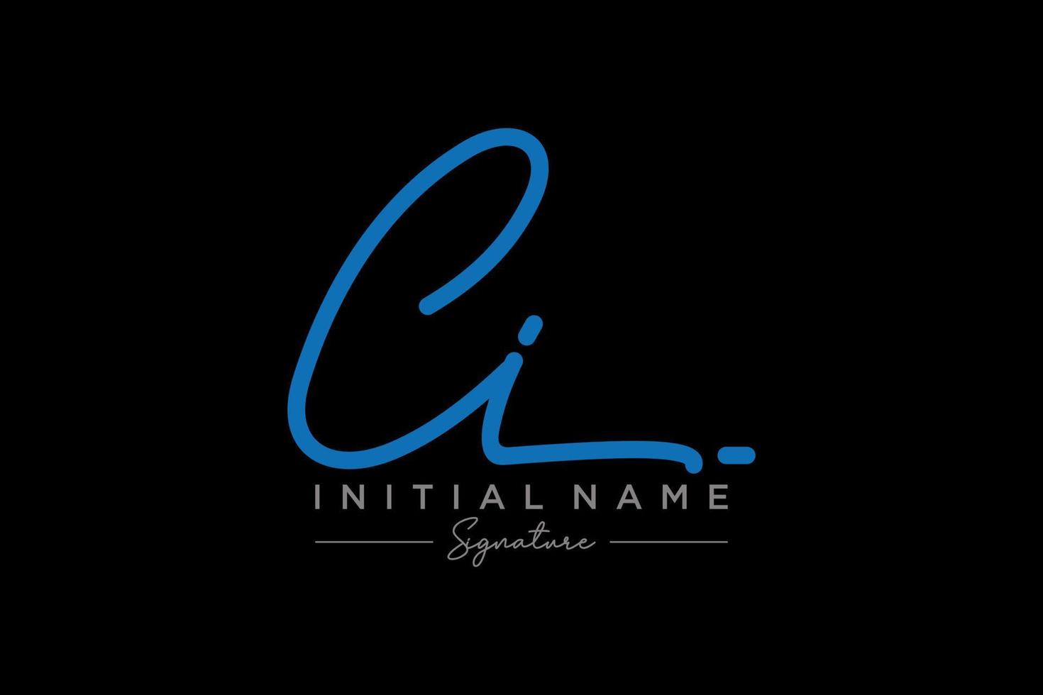 Initial CI signature logo template vector. Hand drawn Calligraphy lettering Vector illustration.