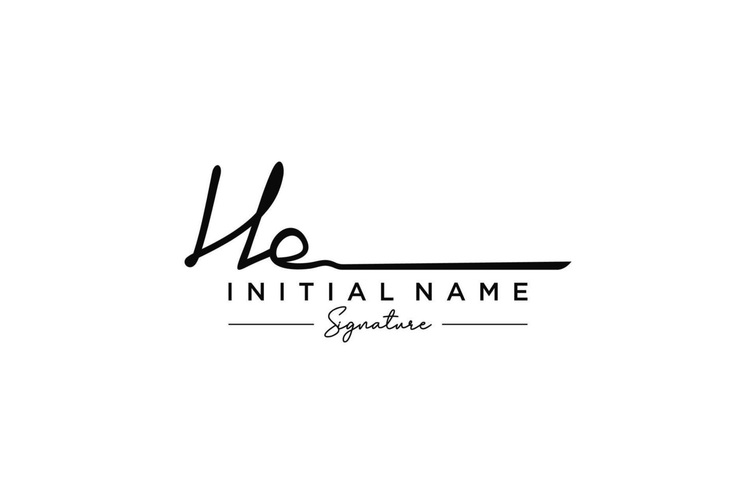 Initial HE signature logo template vector. Hand drawn Calligraphy lettering Vector illustration.